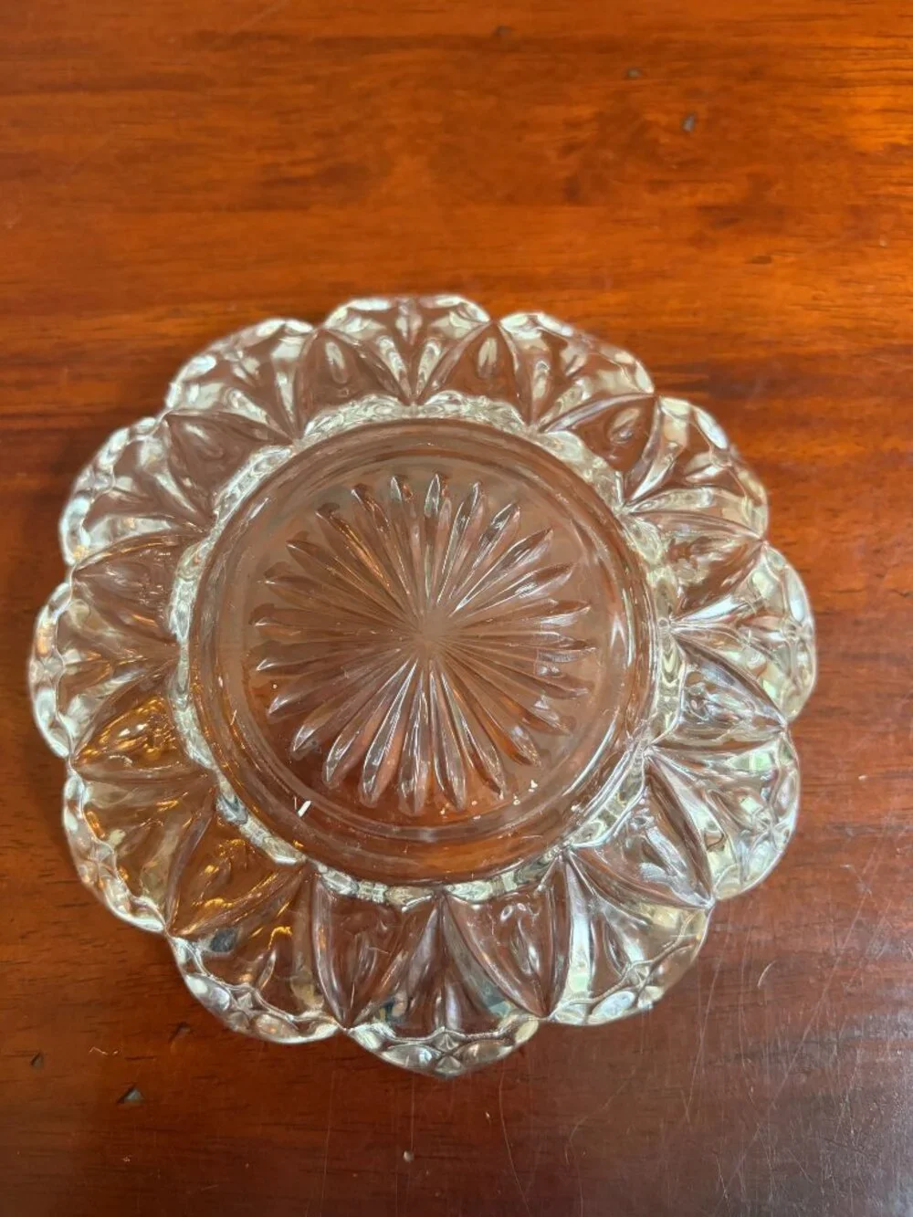 Vintage American Brilliant Clear, Cut Glass Covered, Round Butter Dish, 1960's